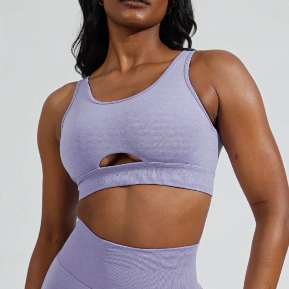 BuffBunny Purple Sports Bra with Asymmetrical Cutout